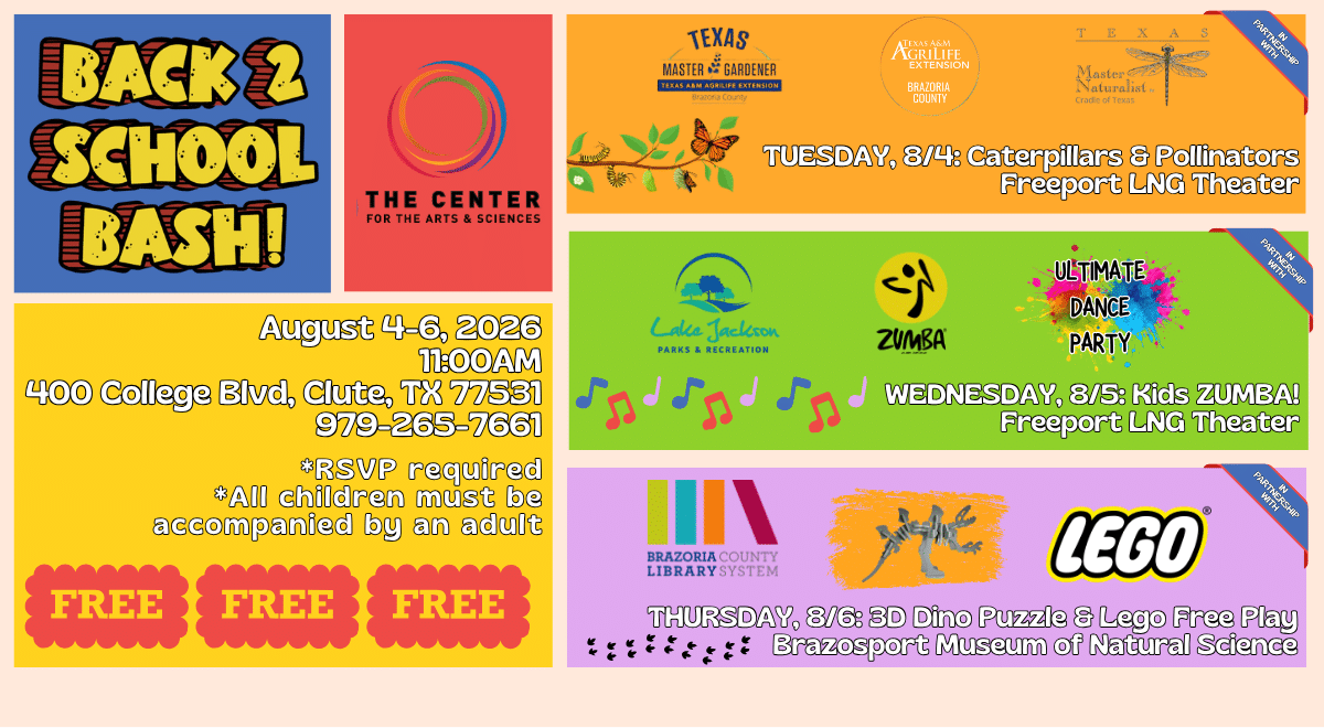 Join us for our “Back 2 School Bash”, August 4-6!
